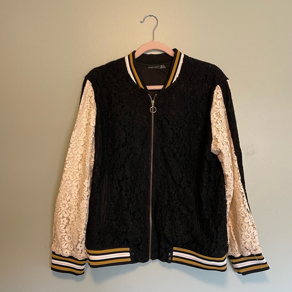 Black Tape Lace Bomber Jacket